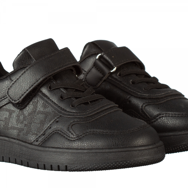 Παιδικά αθλητικά παπούτσια  μαύρα από οικολογικό δέρμα Rizza, 3 - Kalapod.gr